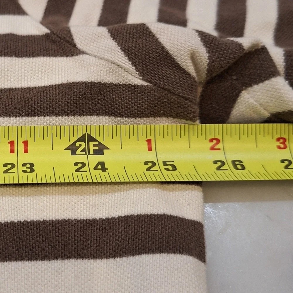Vtg Y2K Polo Ralph Lauren Polo Shirt 2XB Brown Cream Striped SS Preppy AS IS